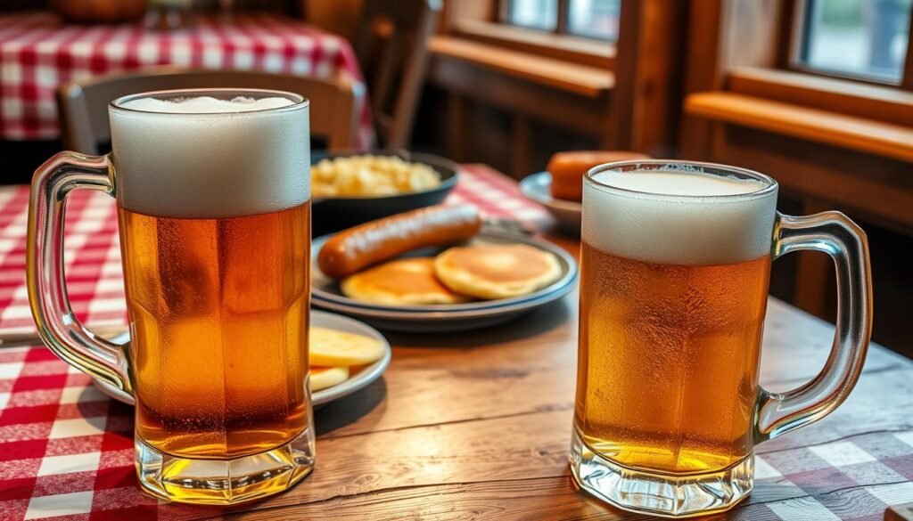 Max Bratwurst und Bier potato pancakes