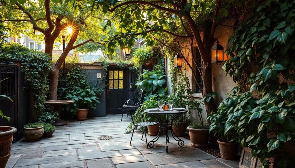 hidden garden patio dining