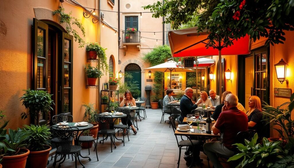 italian patio dining ambiance