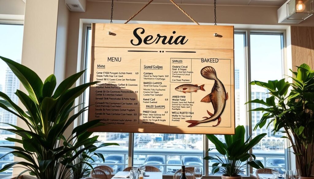 seafood menu options at Sereia
